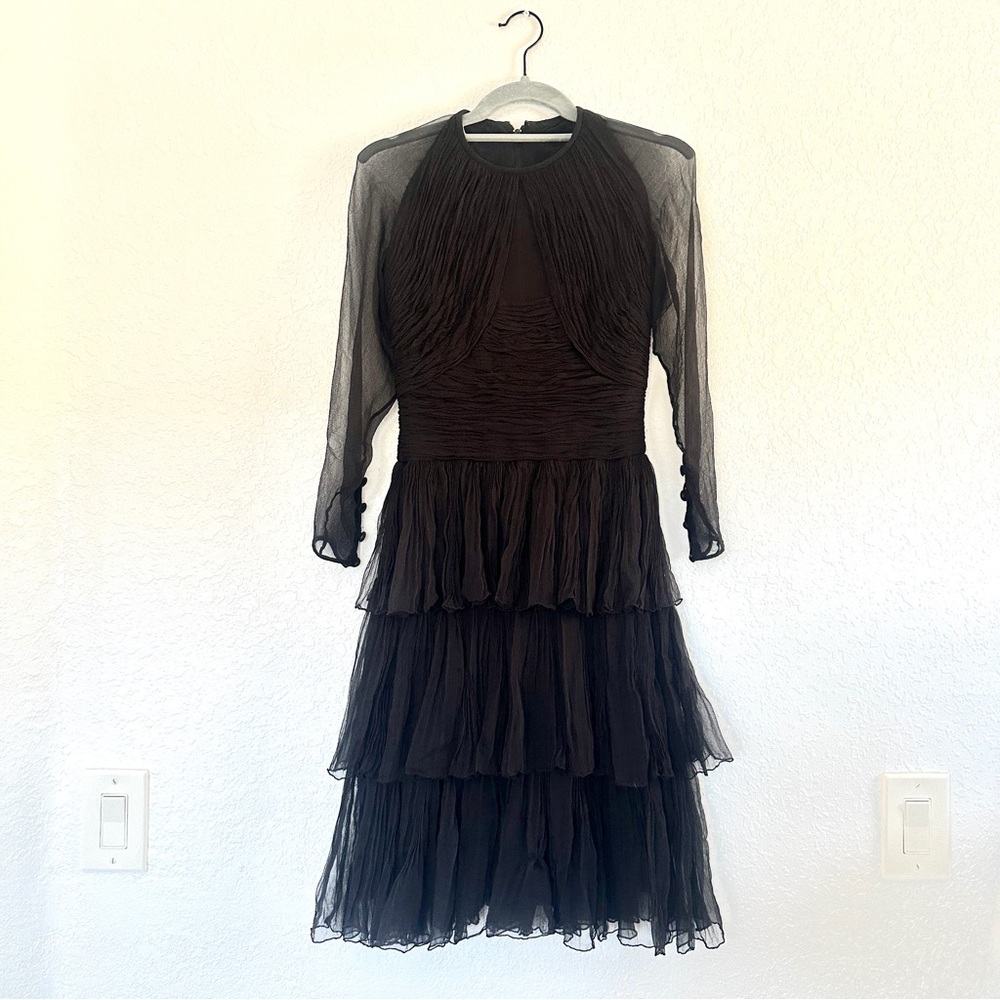 Elegant Black Tiered Dress silk